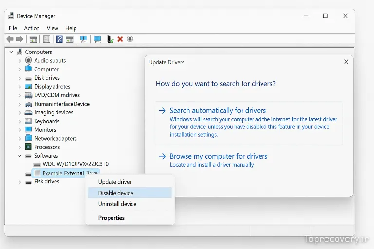 آپدیت درایور برای شناسایی هارد اکسترنال