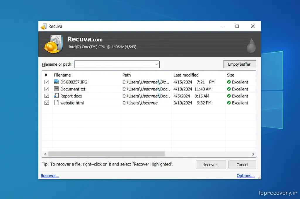 بازیابی با نرمافزارهای تخصصی فایل حذف شده ریکاوری